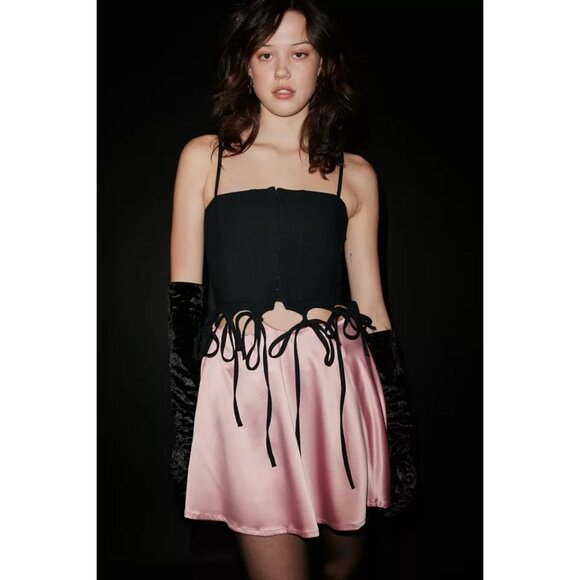 ZEMETA Meant To Be Together Dress in Pink Large New Womens Satin Corset Mini - Picture 12 of 13